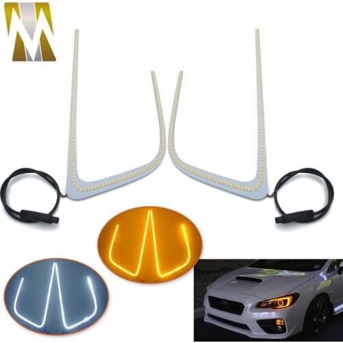 For Subaru WRX STI Legacy Headlight DRL Switchback Dual-Color LED C-Rings Board Turn Signals LED Light Lamp 2015 2016 2017 2018