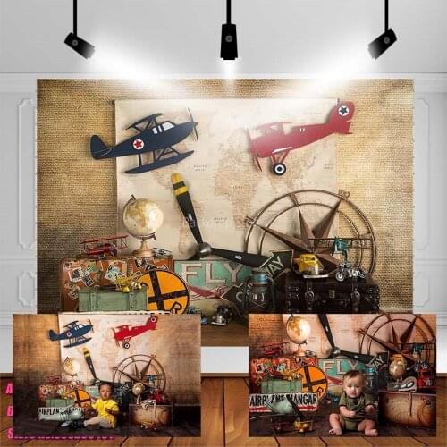 Avezano Photography Background Baby Shower Birthday Newborn Airplane Hangar Backdrop For Photo Studio Photophone Photozone Decor