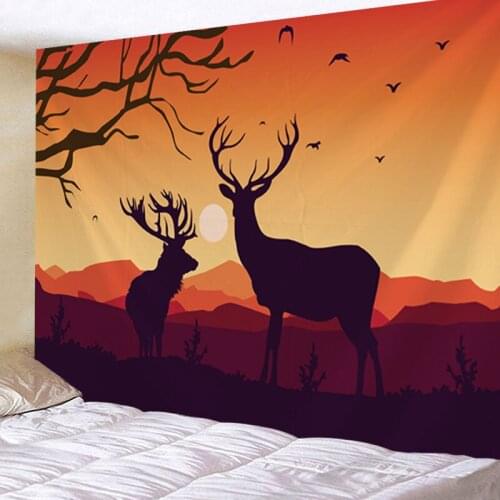 Tapestry Wall Hanging Bed Spread Beach Towel Table Cloth Yoga Mat Home Dec Cartoon Deer Design Rectangle 150cmx130cm