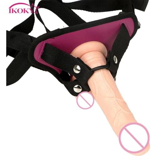 IKOKY Lesbian Underwear Roleplay Strap On Dildos Pants Sex Pants Strapon Penis Bondage Sex Toys for Women Wearable