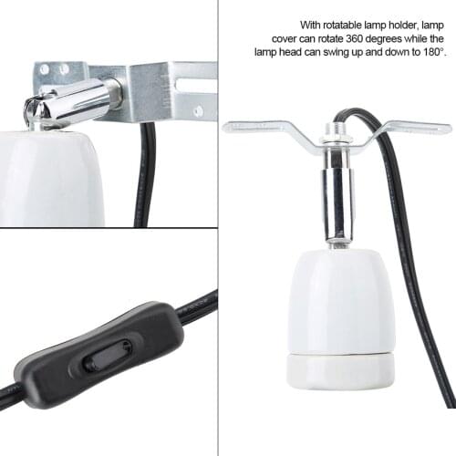 Reptile Lighting Reptile Pet Heating Light Bulb E27 Rotatable Reptile Pet Clip Heat Lamp Bulb Base Socket Holder 300W 110-240V