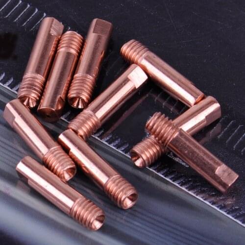 LETAOSK 10pcs Gold MB 15AK MIG/MAG Welding Torch Contact Tip Holder Gas Nozzle Copper M6 0.8 x 24mm