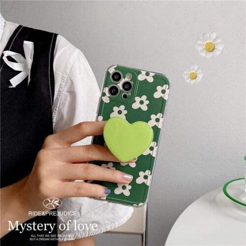 Cute Stand Holder Flower Phone Case for Iphone 12 Pro Max Love Heart Bracket Covers for IPhone 11 X XS XR XS Max 7 8Plus Cases