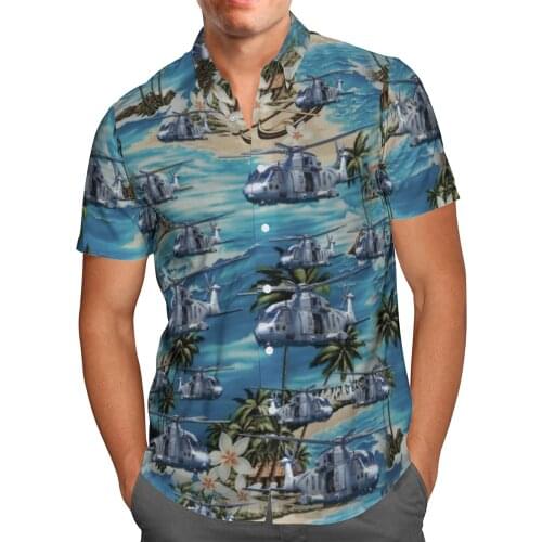 Helicopter 3D Beach Hawaiian 2021 Summer Mens Shirt Short Sleeve Shirt Streetwear Oversized 5XL Camisa Social Chemise Homme-141