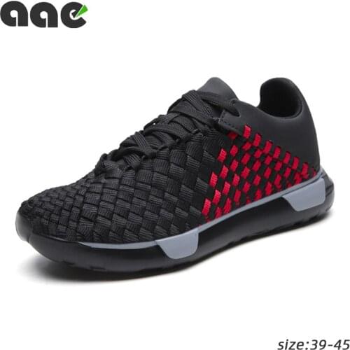2020 Men Sneakers Handmade Weave Shoes Lightweight Slip on Flats Breathable Casual Shoes Fashion Running Shoes Calzado Hombre