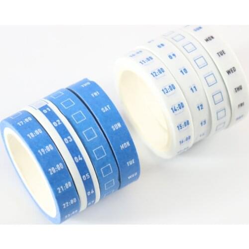 Domikee classic office school decoration time organizer washi tapes set for diary planner,4pcs: weekly time,date,daily time,free