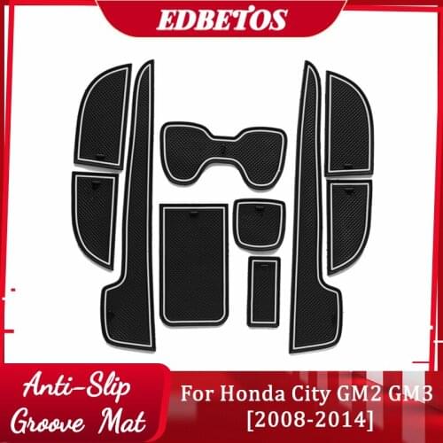 For Honda City GM2 GM3 MK5 2008 2009 2010 2011 2012 2013 2014 Gate Slot Pad Interior Door Pad/Cup Non-Slip Mats