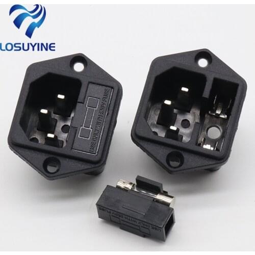 NEW Panel Mounted 3 Pin IEC 60320 C14 Inlet Male Power Plug 15A AC 250V w/ fuse holder