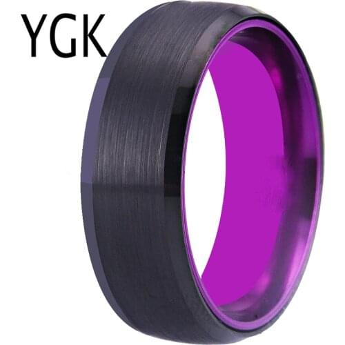 Wedding Band Rings For Women Classic Tungsten Rings Black Tungsten with Purple Aluminum Engagement Ring Free Engraving Drop Ship