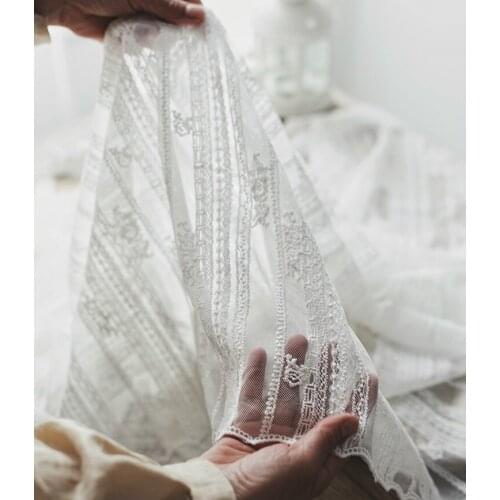 Striped lace mesh embroidery garment fabric dress skirt DIY material design shop tablecloth fabric accessories