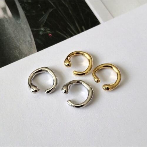 Gold Color Irregualr Circle Earbone Hoop Earrings For Women Textured Minimalist Retro No Ear Hole Round Geometric Earring A931