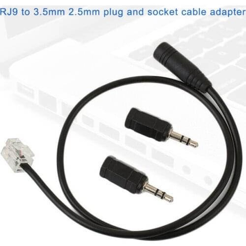 RJ9 to 3.5mm Plug Jack Cable for Telephone Headset Headphones with 2 Adapters NK-Shopping