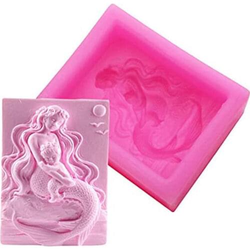Silicone Mold Mermaid Mother, Mermaid Mommy and Baby Shape Craft Art Silicone Soap Mold Craft Molds DIY Handmade Soap Molds Soap
