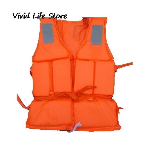 Adult Foam Life Jacket Vest Flotation Device with Survival Whistle Prevention Flood Fishing Rafting Drift Sawanobori Orange