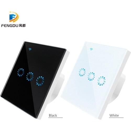 Wifi Smart Wall Touch Switch Glass Panel EU Standard 1/2/3GANG APP Remote Control Works with Amazon Alexa Google Home