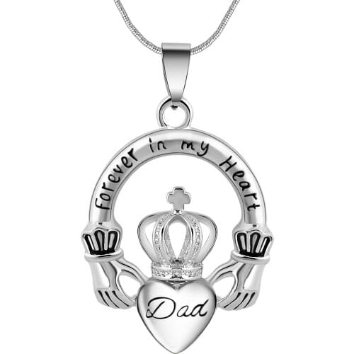 Dad,Mom,Grandpa,Grandma,Pet Forever in my heart Crown Locket cremation memorial ashes urn keepsake pendant necklace jewelry