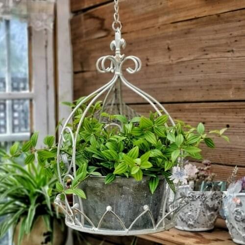 Crown design vintage metal ceiling hanging flower pot holder