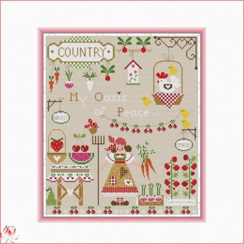 Embroidery Carrot Farm Scenery Needlework Cross Stitch Kit Stamped Patterns 11CT 14CT Counting Printed Craft Decoration Gift