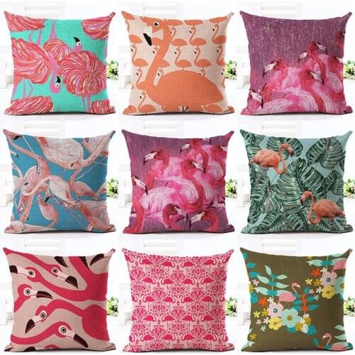 High Quality Colorful Lovely Flamingo Printed Throw Pillow Square Holiday Gift Cushion Cover Decor Almofadas Pillowcase Cojines