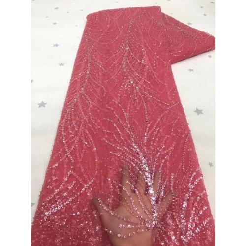 XIUYSAI High quality handmade beads embroidery French mesh Nigerian fabric suitable/ High-end skirt Evening dress Wedding SL1351