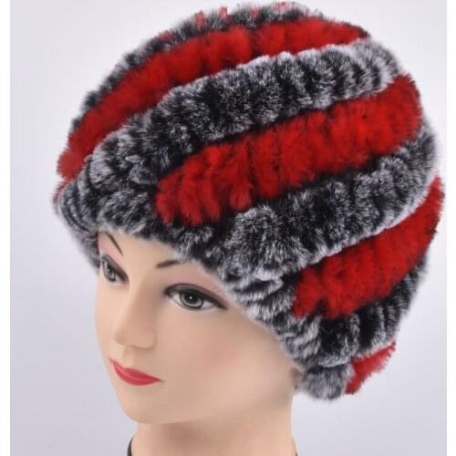 Women Winter Fur Hats Warm Natural Rex Rabbit Fur Beanie Wholesale Retail Winter Rabbit Fur Hats For Women