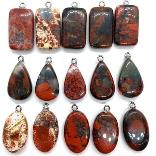 Natural Stone Pendant Drop-shaped Rainbow Stone Pendant Jewelry Wholesale DIY Handmade Fashion Necklace Jewelry Accessories