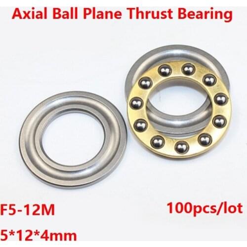 100pcs/lot F5-12M 5×12×4mm High Quality Axial Ball Plane Thrust Bearing miniature bearing steel 5*12*4mm