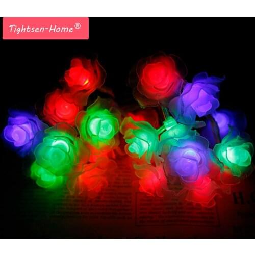 2M Rose Battery String 20 LED Novelty Rose Flower Holiday Lights Romantic Fairy Wedding Party Christmas Decoration Garden light