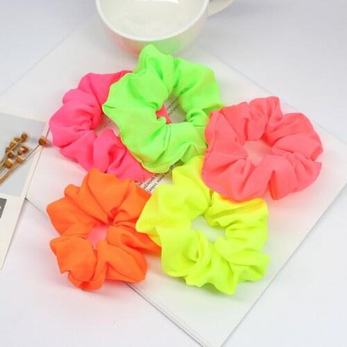 2Pcs/Bag Women Scrunchies Headband Lady Hair Ties Solid Color Ponytail Holders Rubber Band Elastic Hairband Hair Accessories
