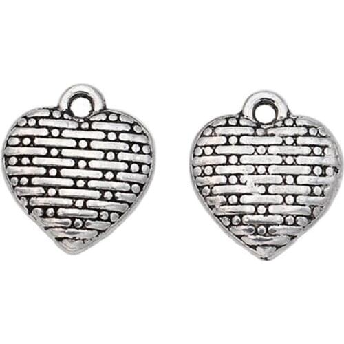 25pcs Free shipping Antique Silver Plated Heart Charms Beads Pendants for Jewelry Making DIY Handmade 12x10mm