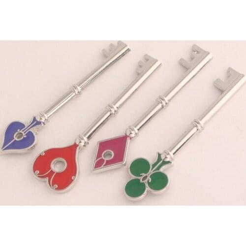 4 Pcs Game Residents Evils Keychain Set RPD Square Plum Heart Key Police Playing Cards Badge Pendants Game Cosplay Keyring