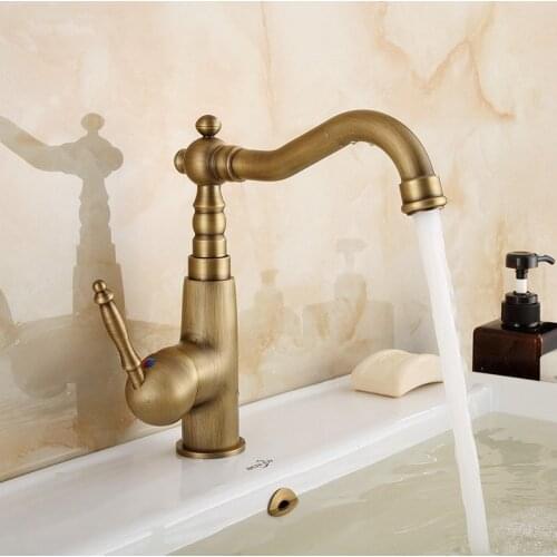 Antique Brass Bathroom Basin Faucet Vessel Sink Mixer Tap Single Hole/Handle Cold And Hot Water Tap KD728