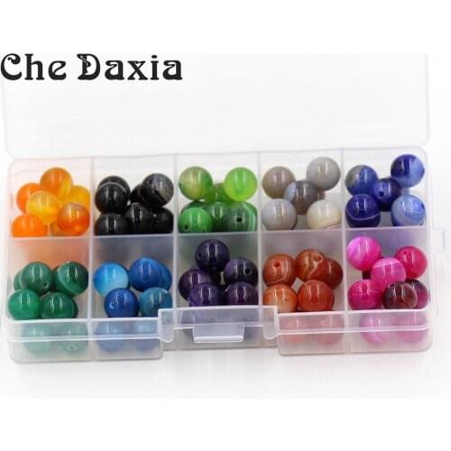 100 Pieces/Set) 10mm Diameter Stripe Beads Round Natural Stone Loose Beads For Jewelry Making