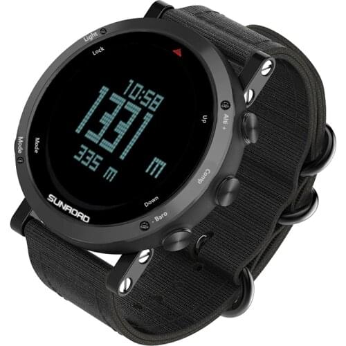 SUNROAD Sports Altimeter Barometer Digital Men‘s Watch Stopwatch Temperature Pedometer Waterproof Reloj hombre Mens Wristwatch