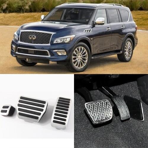 Savanini Brand New 3pcs Aluminium Non Slip Foot Rest Fuel Gas Brake Pedal Cover For Infiniti QX80 AT 2013-2016