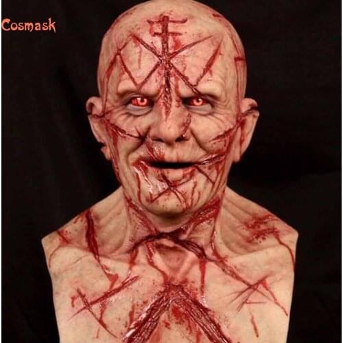 Cosmask 2020 Ald Blood Scar Mask Horror Bloody Headgear 3D Realistic Human Face Headgear Halloween New