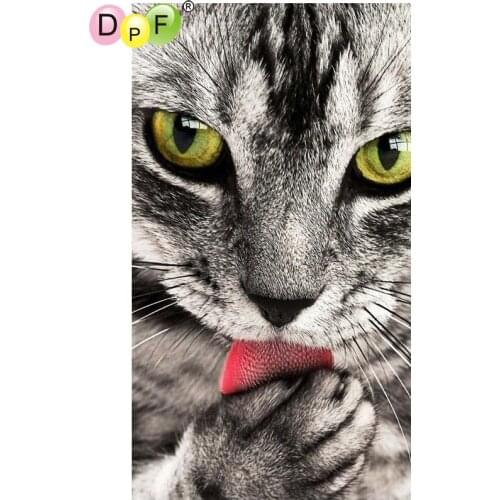 DPF Cat lick the hand 5D crafts diamond embroidery home decor wall painting diamond mosaic square diamond painting cross stitch