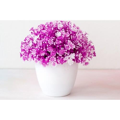 1PC Artificial Potted Plant Simulation Ever Spring Bonsai Plastic Flowerpot Ornaments Birthday Party Decor Home