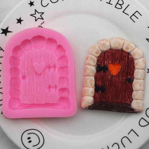 Stone Wooden House Door Silicone Mold Manual Glue Mold Fondant Cake Mold DIY Baking Chocolate Mold