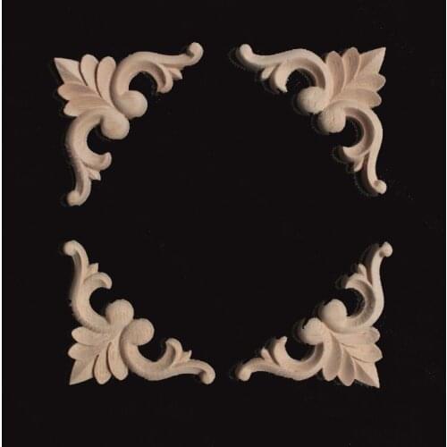 Chinese Circular Wood Carved Decal Corner Applique Decorate Frame Doors Furniture Wooden Decorative Crafts