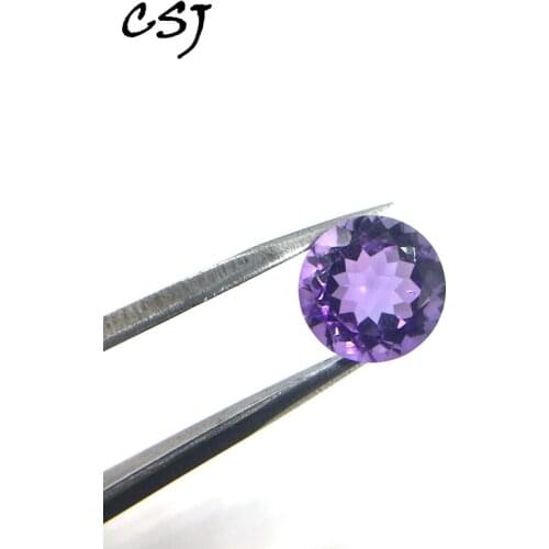 CSJ Real Natural Amethyst Loose Gemstone Round Cut For Diy Fine Jewelry 925 Silver Gold Mounting Ring