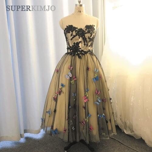 SuperKimJo Short Homecoming Dresses Vestido De Graduacion Lace Applique Butterfly Cheap Prom Dresses Ball Gown Vestidos De Gala