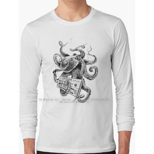 Kraken With Analog Synthesizer Long Sleeve T Shirt 100% Pure Cotton Big Size Tb 303 303 Synthesizer Synth Analog Modular 808