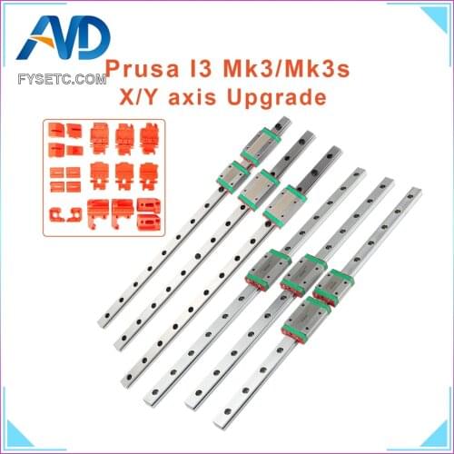 FYSETC HIWIN X-axis Y-axis Linear Rail Guide MGN12 for Prusa Mk3s 3D Printer with Slide Block Upgrade Kit