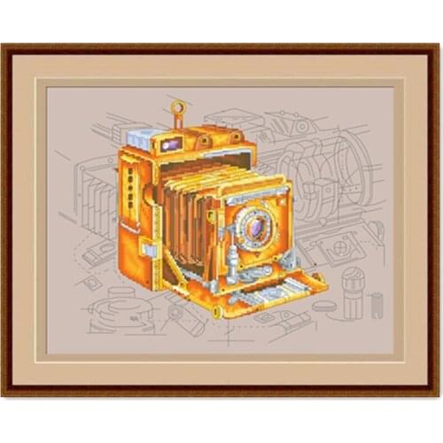 Steam mechanical camera cross stitch kit design cotton silk thread 14ct 11ct linen flaxen canvas embroidery DIY Dreampattern