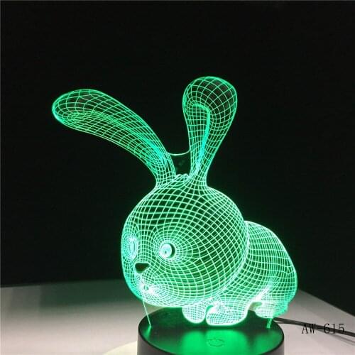 Lovely 3D Rabbit Shape Lamp LED Atmosphere Light Lamp with Switch Button Lamp as Children Holiday Gifts Best Baby Sleepin AW-615