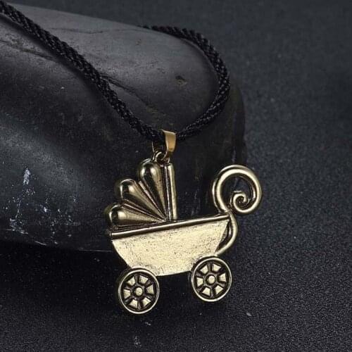 Lovely Vintage Stroller Pendant Necklaces Cute Pram Charm Sweet Pregnant Women Baby Mom Dad Family Jewlery Gift