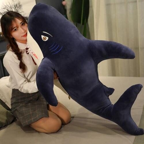 New 45-130cm Lovely New Big Size Funny Bite Shark Plush Toy Pillow Soft Fish Stuffed Doll Appease Cushion Gift for Children Girl