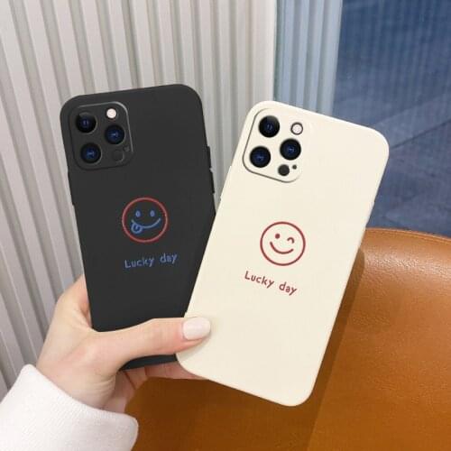 Soft Smiley Pattern Phone Case For iPhone 12 Pro Max 11 X XS XR XSMAX SE2020 8 8Plus 7 7Plus 6 6S Plus Liquid Silicone Cover