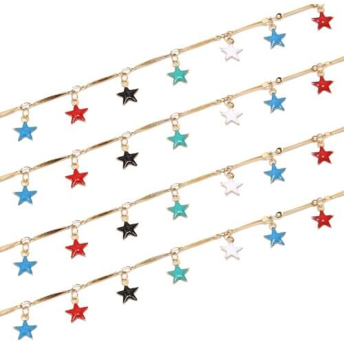 NEW Multicolor stainless steel star waterdrop charm pendant link chain for DIY jewelry making